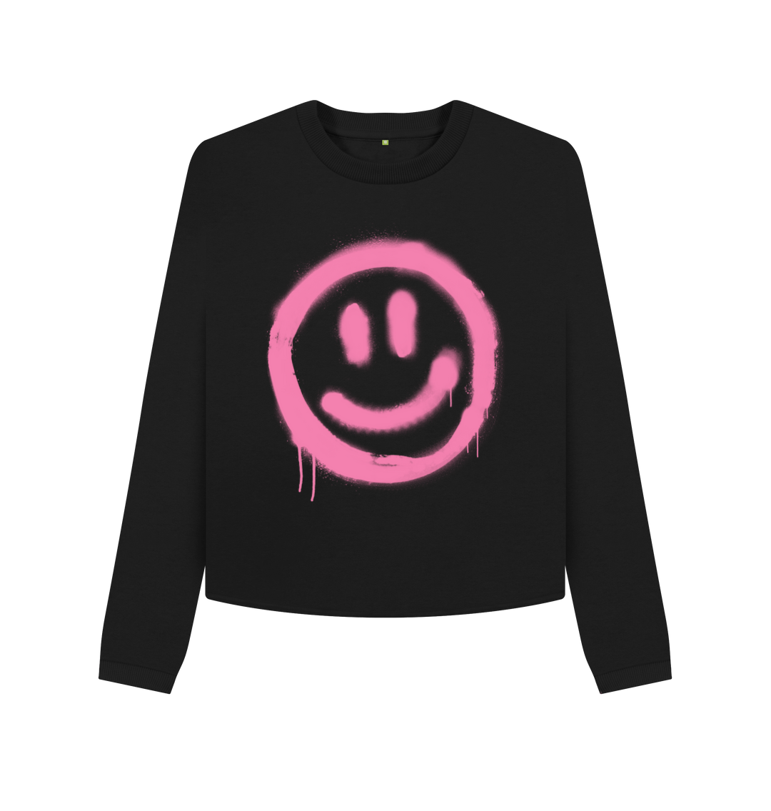 Black Printed Boxy Jumpers Front