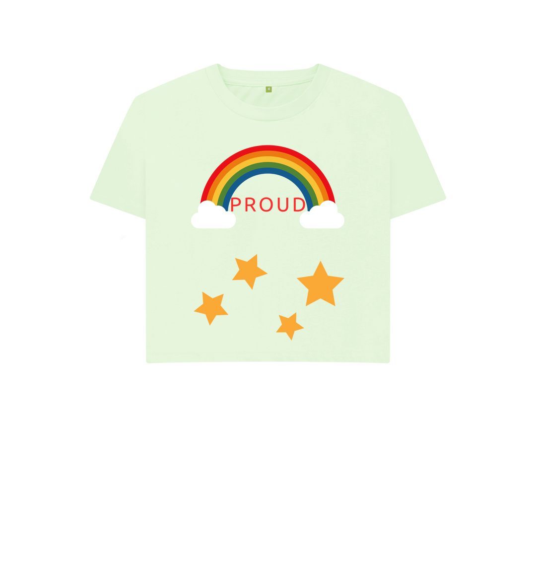 Pastel Green Rainbow And Stars Proud Boxy Tee