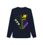 Navy Blue Printed Sweater Front