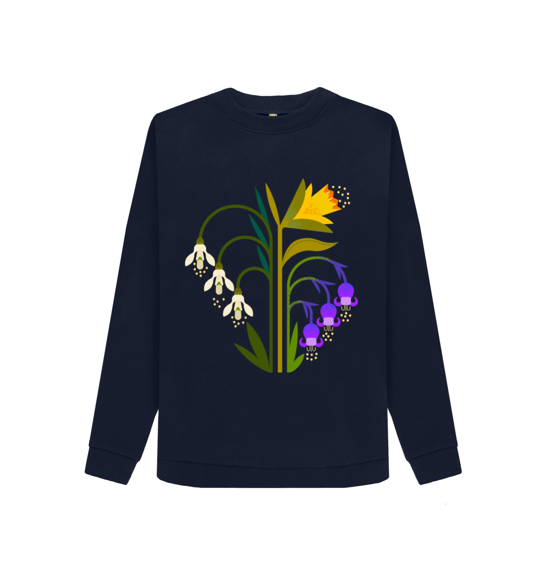 Navy Blue Printed Sweater Front