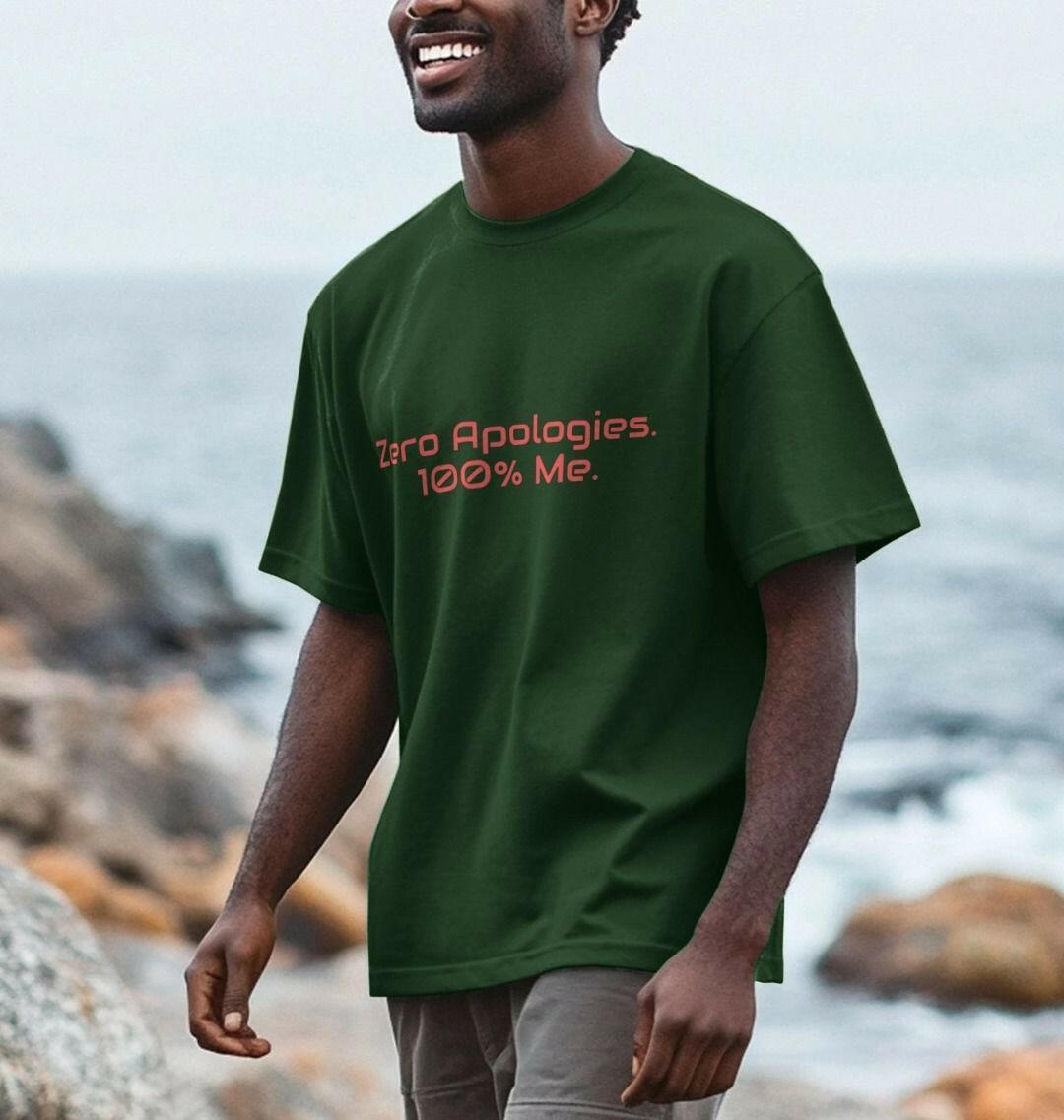 Oversized Tee with Swagger and Zero Apologies slogan, 100% Me statement shirt for confident style