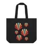 Black Patterned Shells Shopper Tote