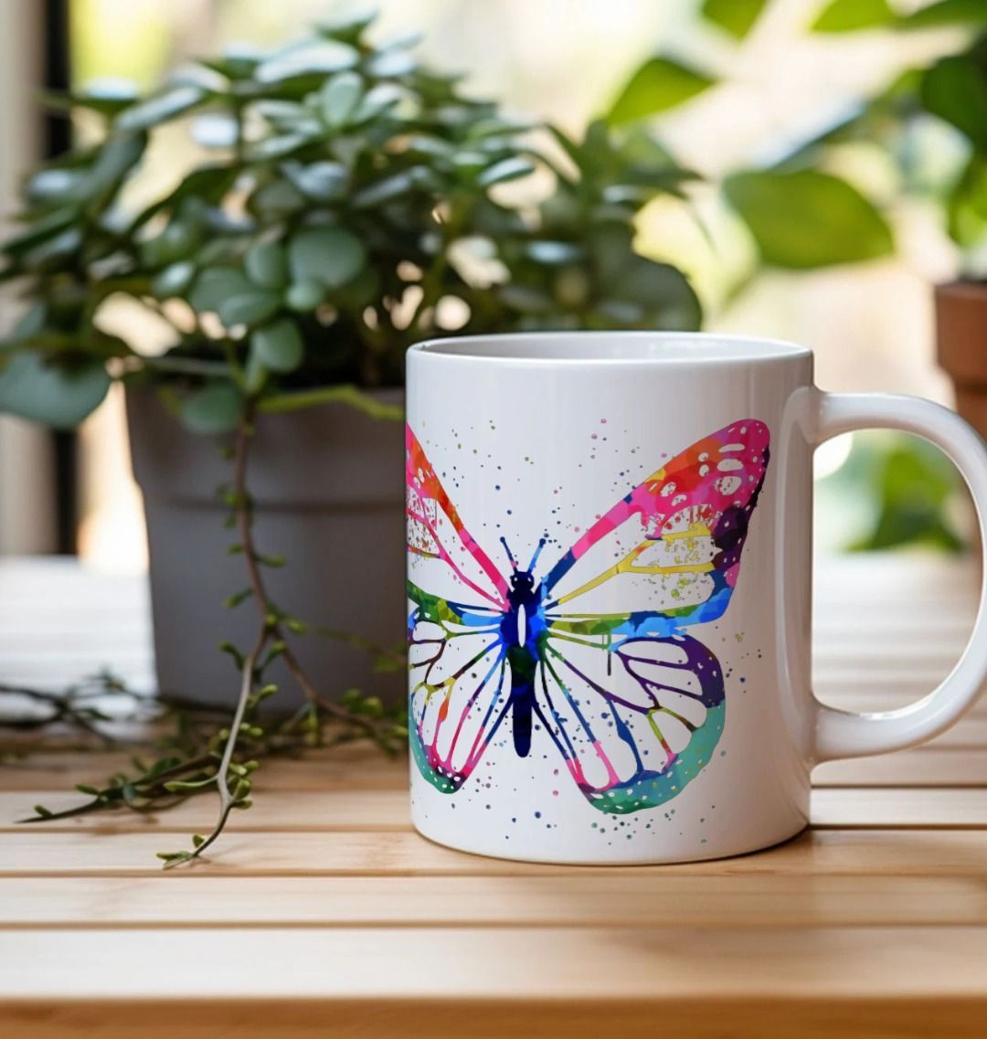 Rainbow Butterfly Ceramic Mug