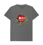 Slate Grey Red Cheeky Lips Tee