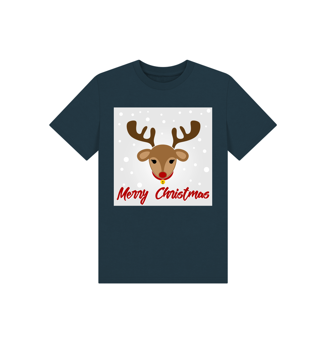 Denim Blue Reindeer Merry Christmas Tee