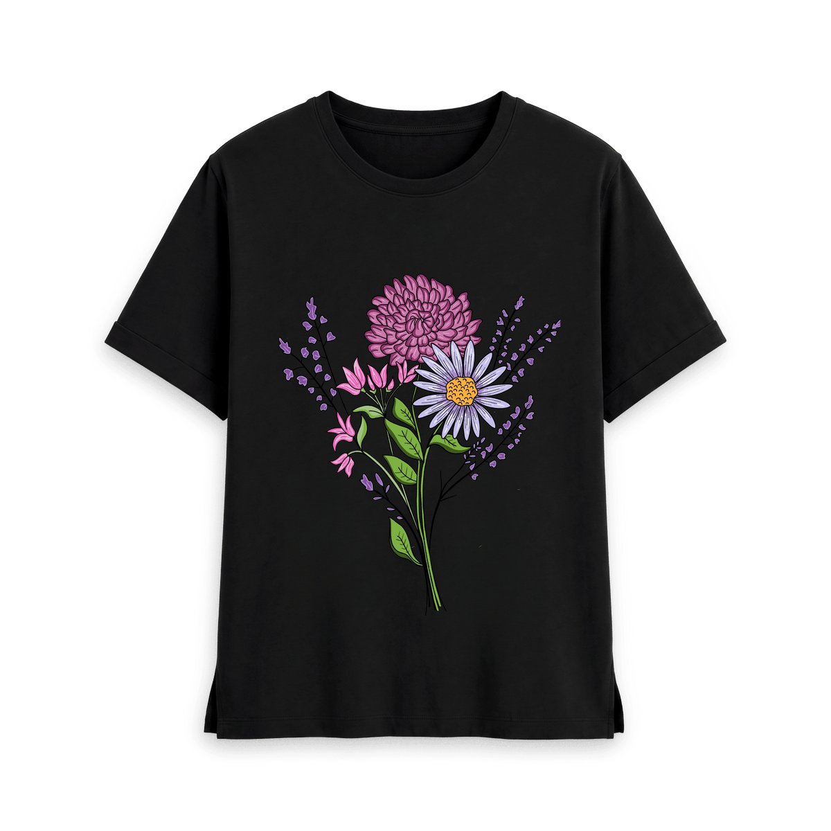 Black Printed T-shirt Front