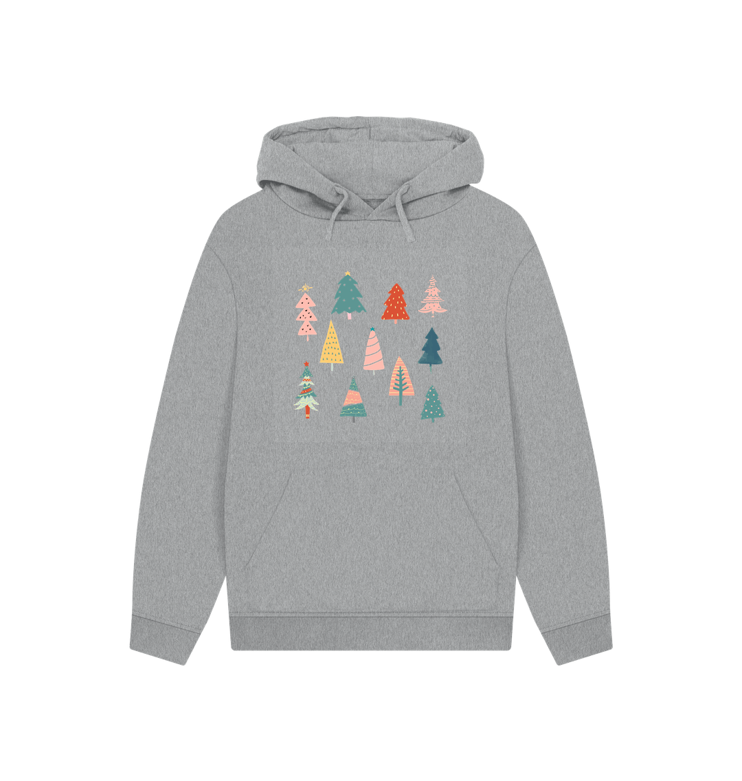 Athletic Grey Christmas Trees Unisex Hoodie