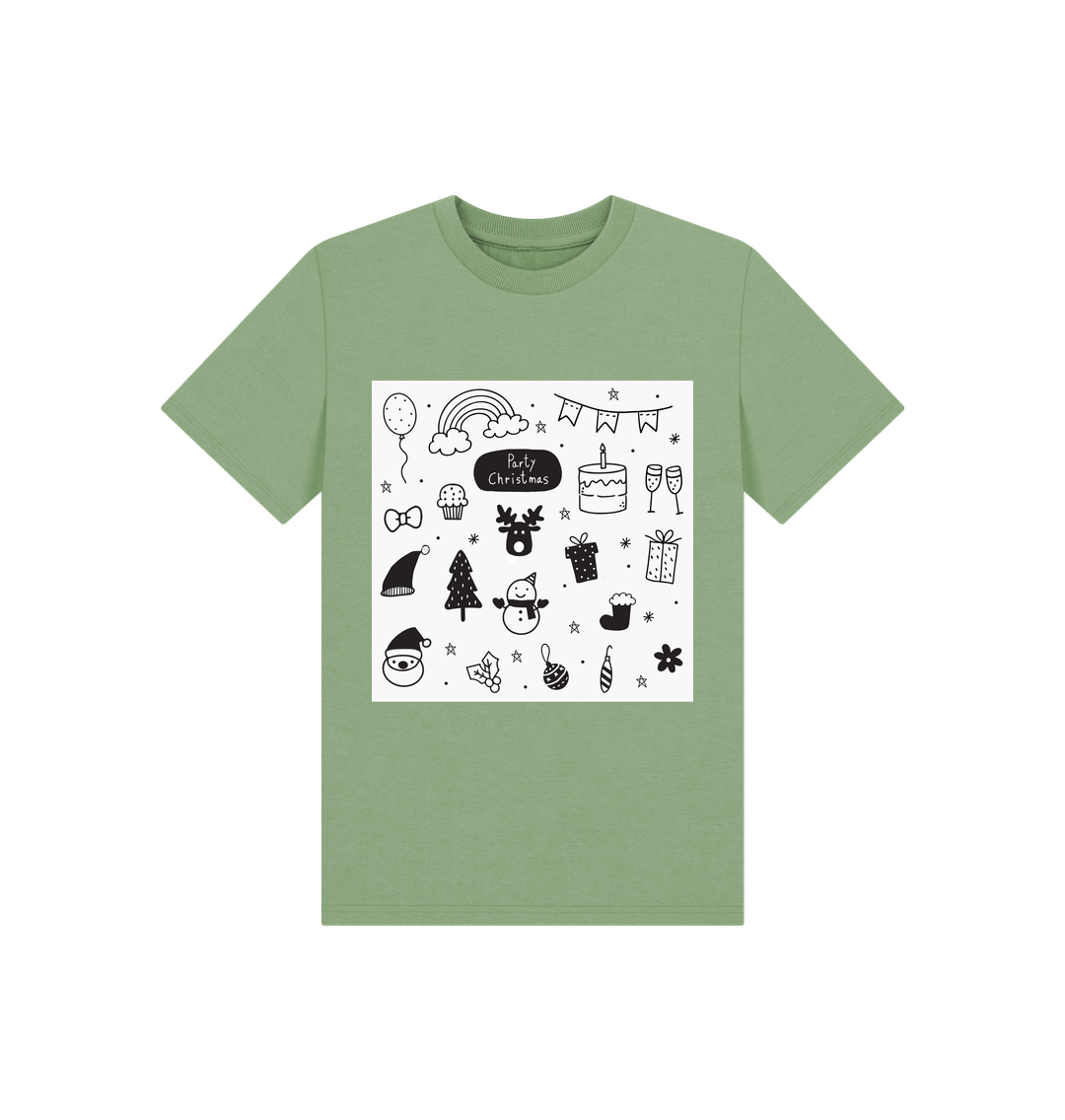 Sage Christmas Doodles Tee