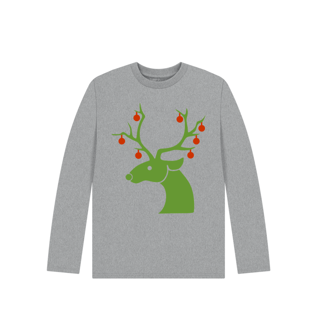 Athletic Grey Christmas Baubles Reindeer Long Sleeves Tee