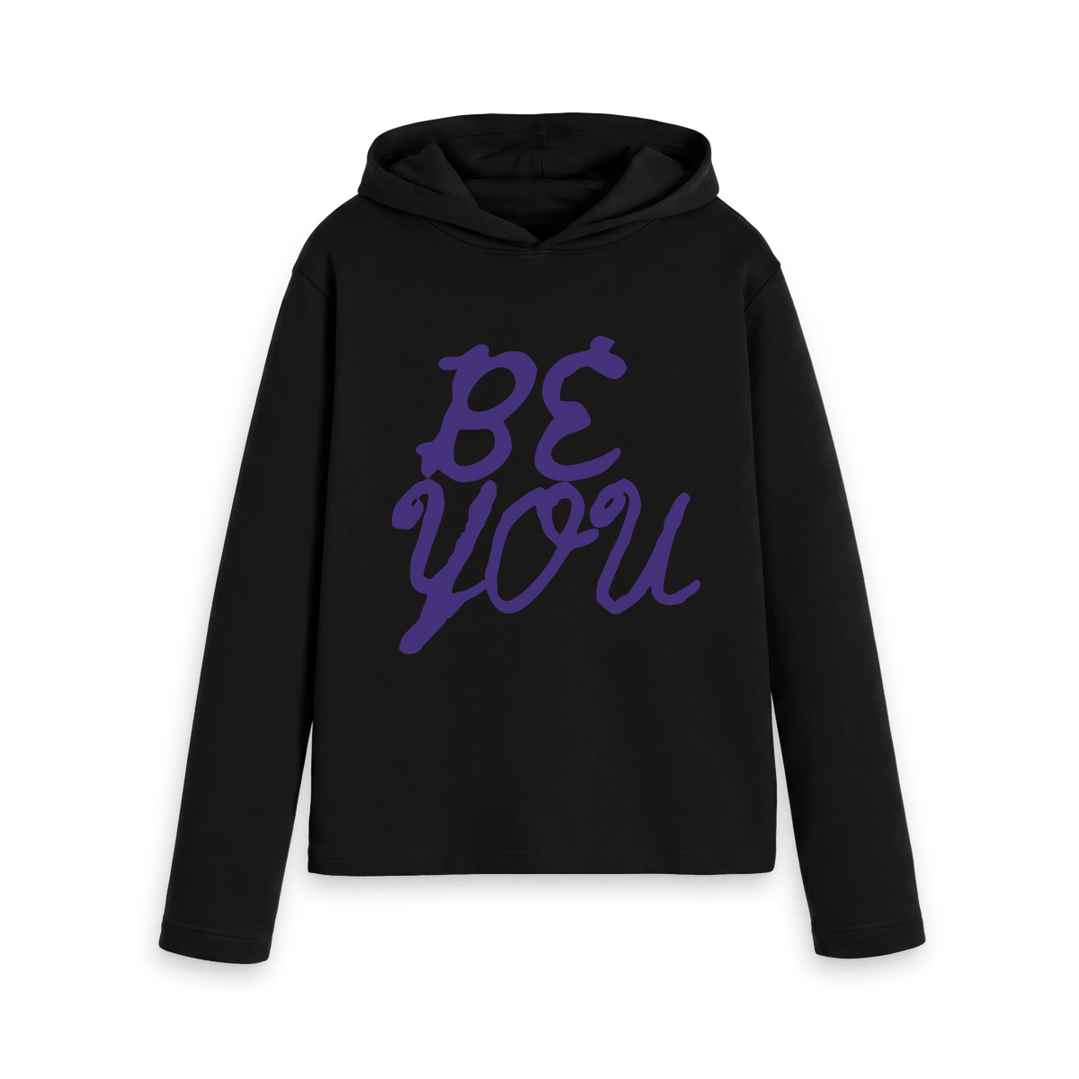 Black Printed Hoody Front