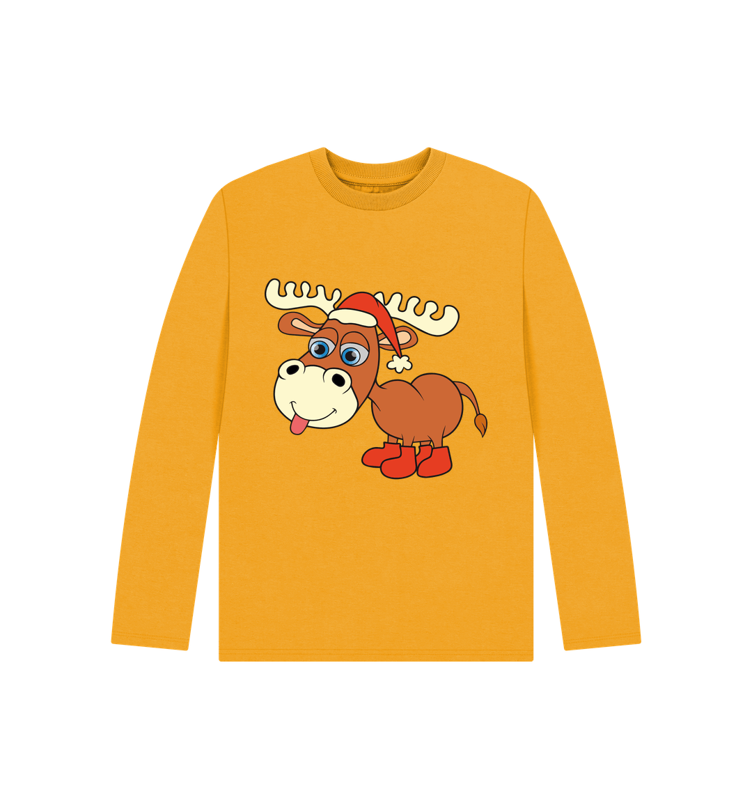 Mustard Cheeky Christmas Reindeer Long Sleeves Tee