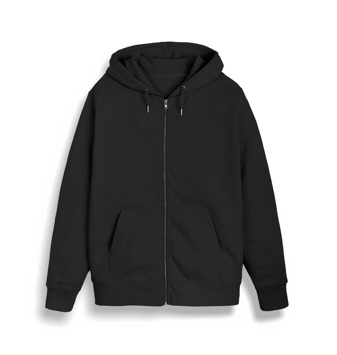 Black Plain Unisex Full Zip Hoodie