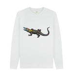 White Crocodile Crew Neck Jumper