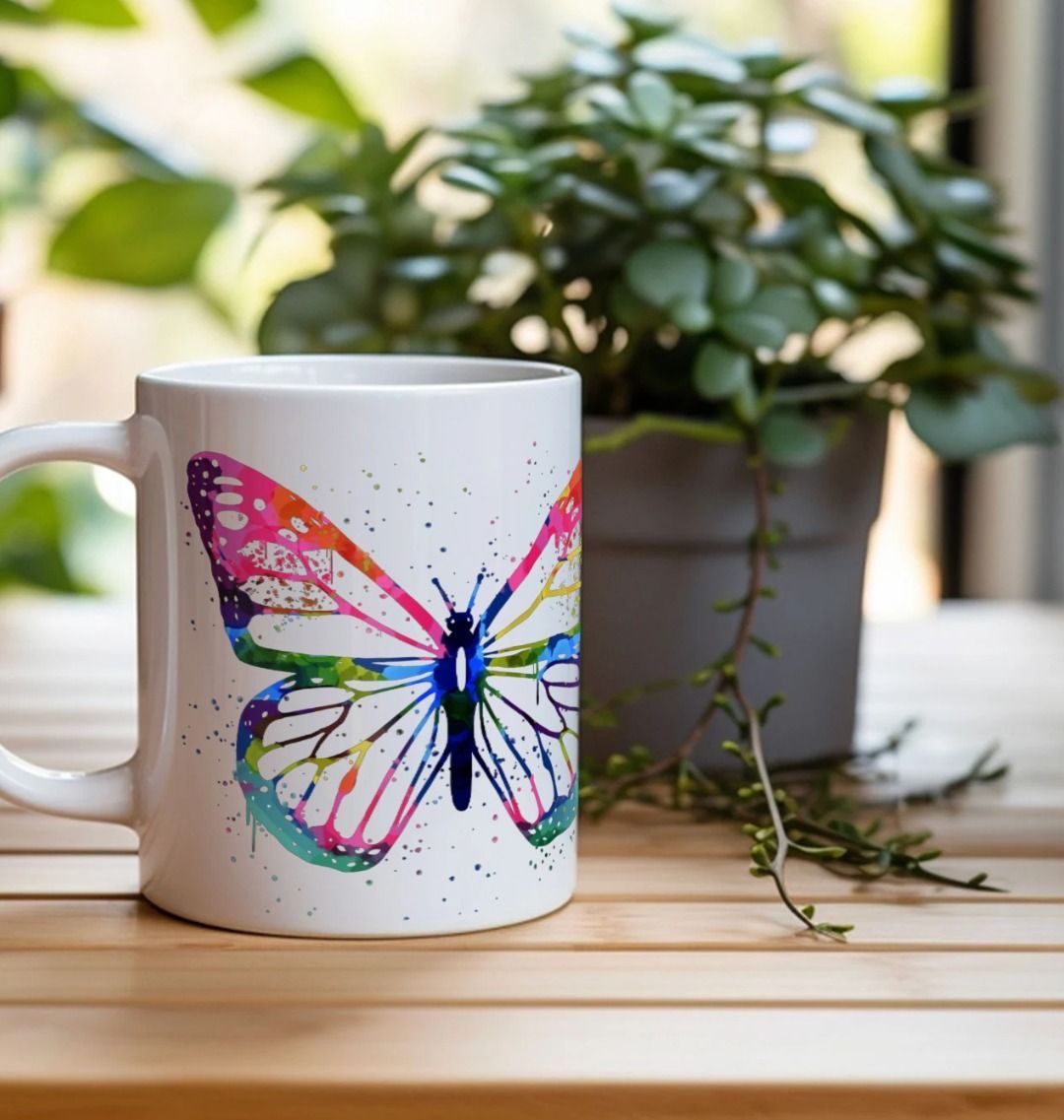 Rainbow Butterfly Ceramic Mug