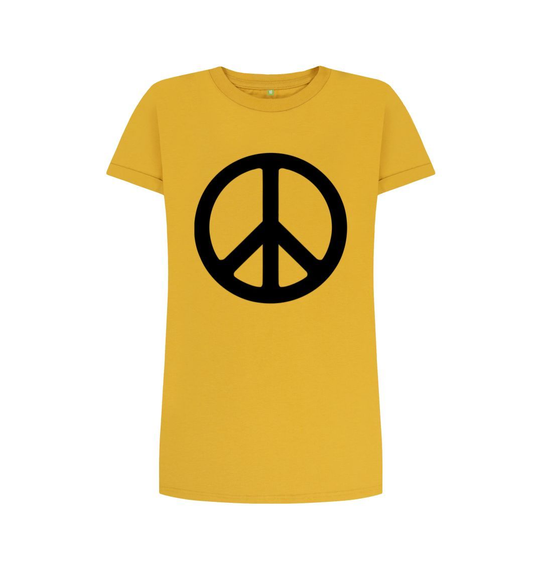 Mustard Peace Tee Dress