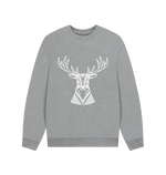 Athletic Grey White Reindeer Oversized Jumper