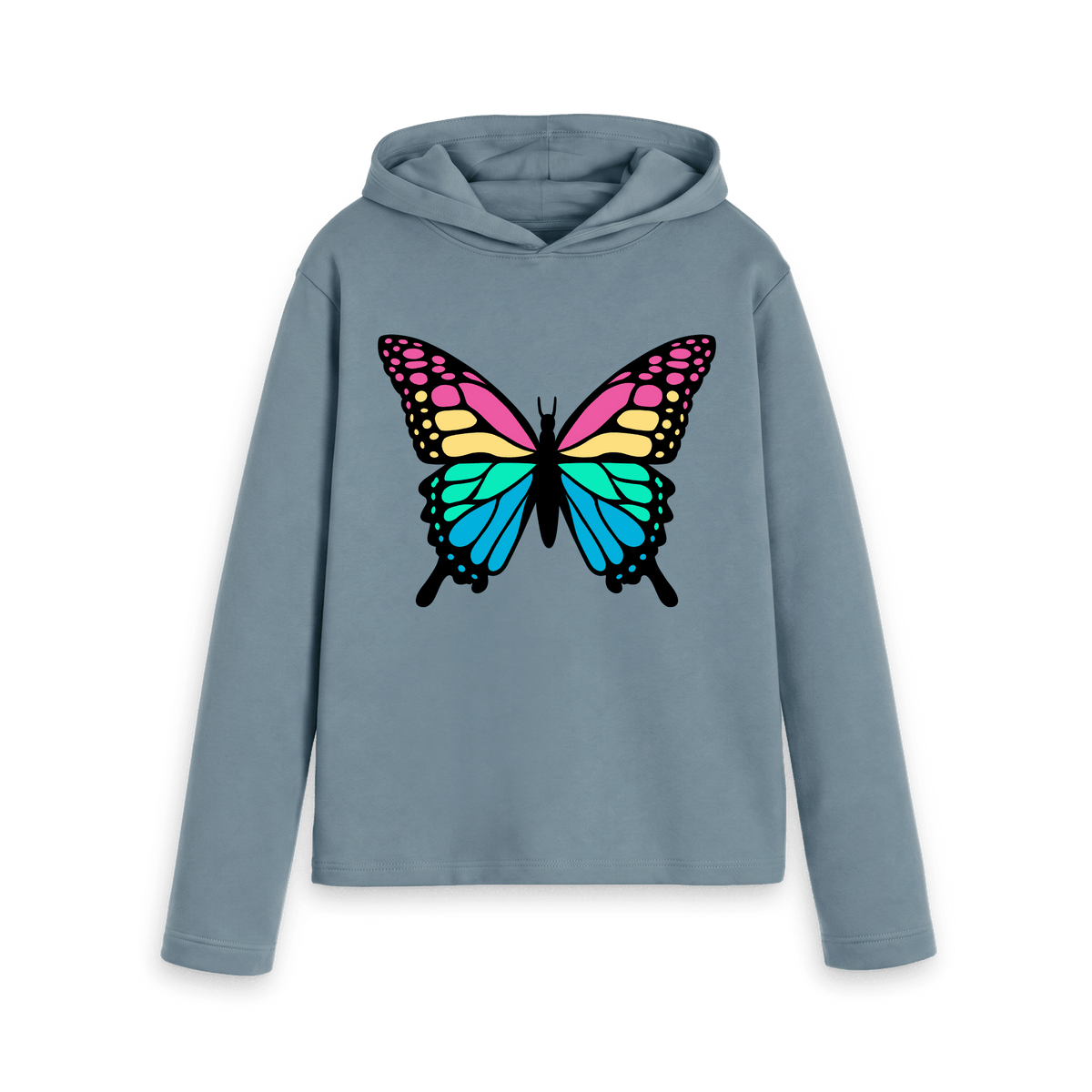 Stone Blue Printed Hoody Front