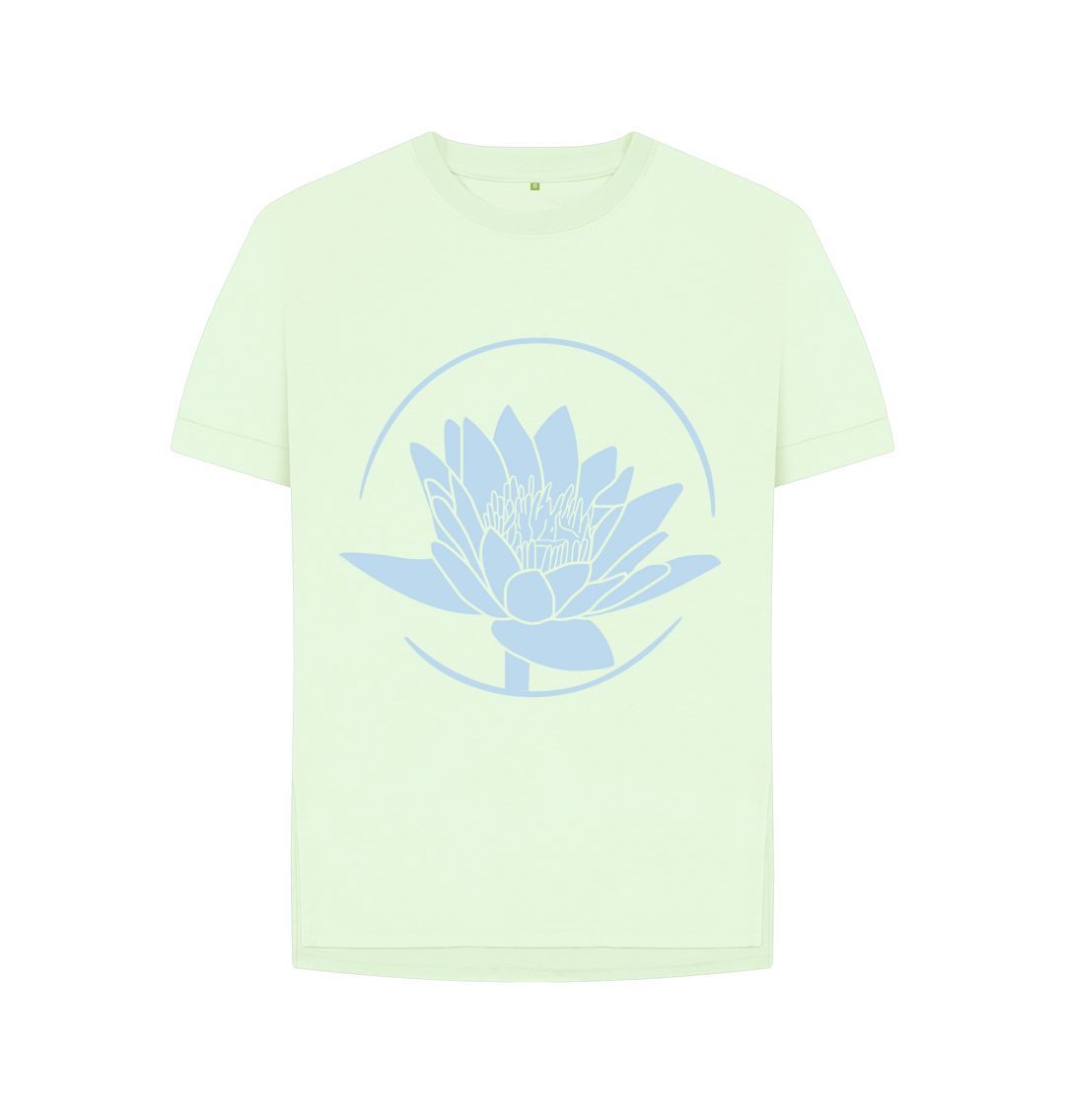 Pastel Green Big Blue Lotus Relaxed Tee