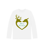 White Reindeer Heart Merry Christmas Long Sleeves Top