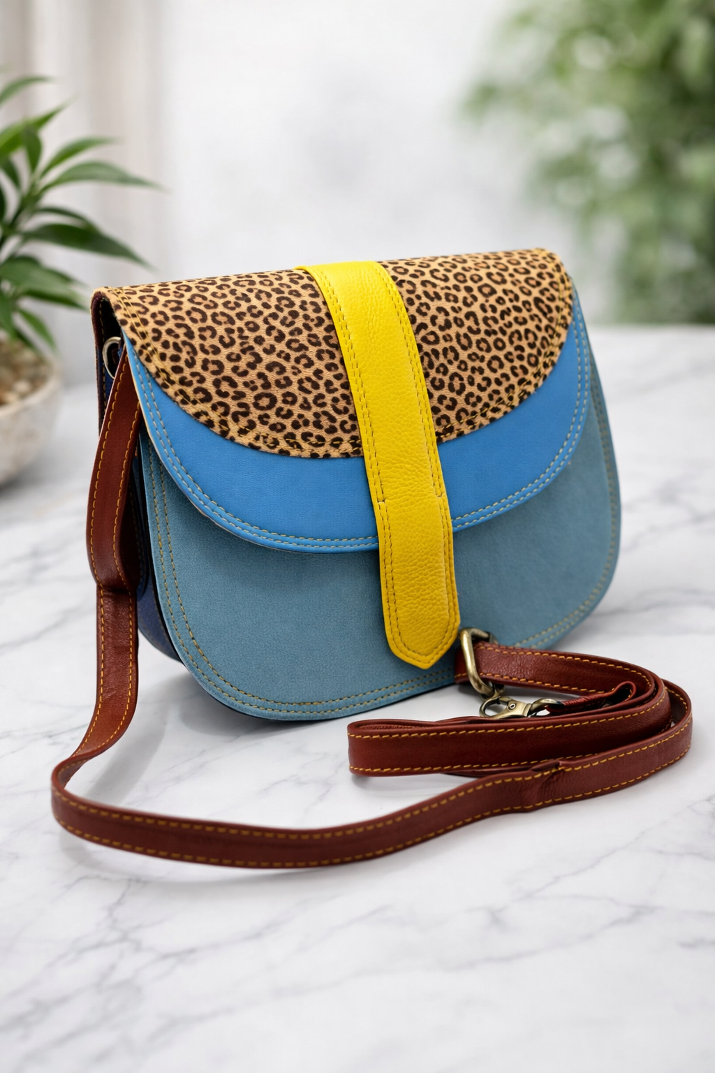Elegant Lucy handbag crafted from upcycled real leather, combining sustainability with timeless style
