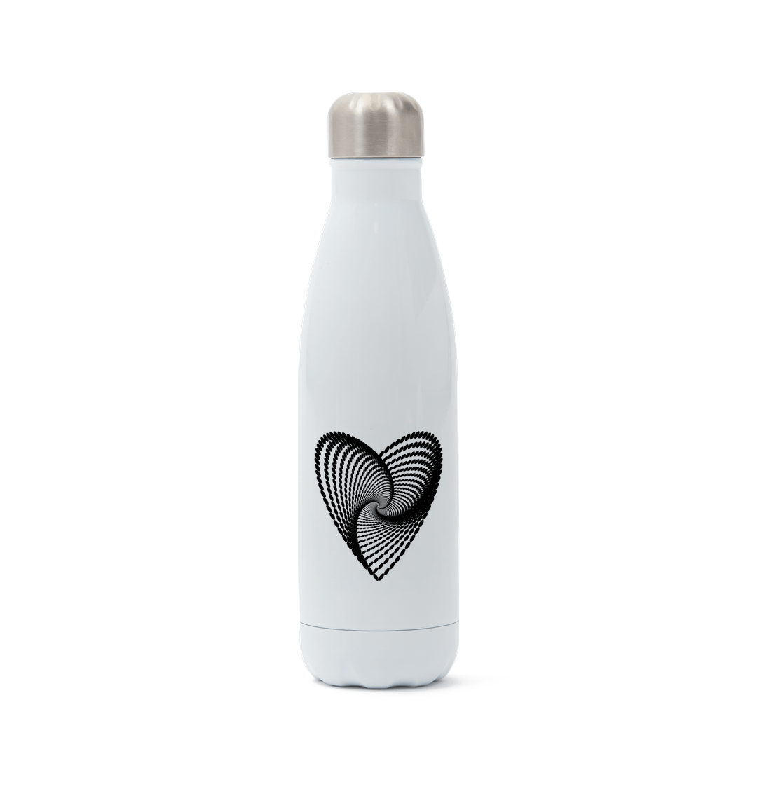 White Stainless Steel Vortex Heart Water Bottle