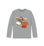 Athletic Grey Cheeky Christmas Reindeer Long Sleeves Tee