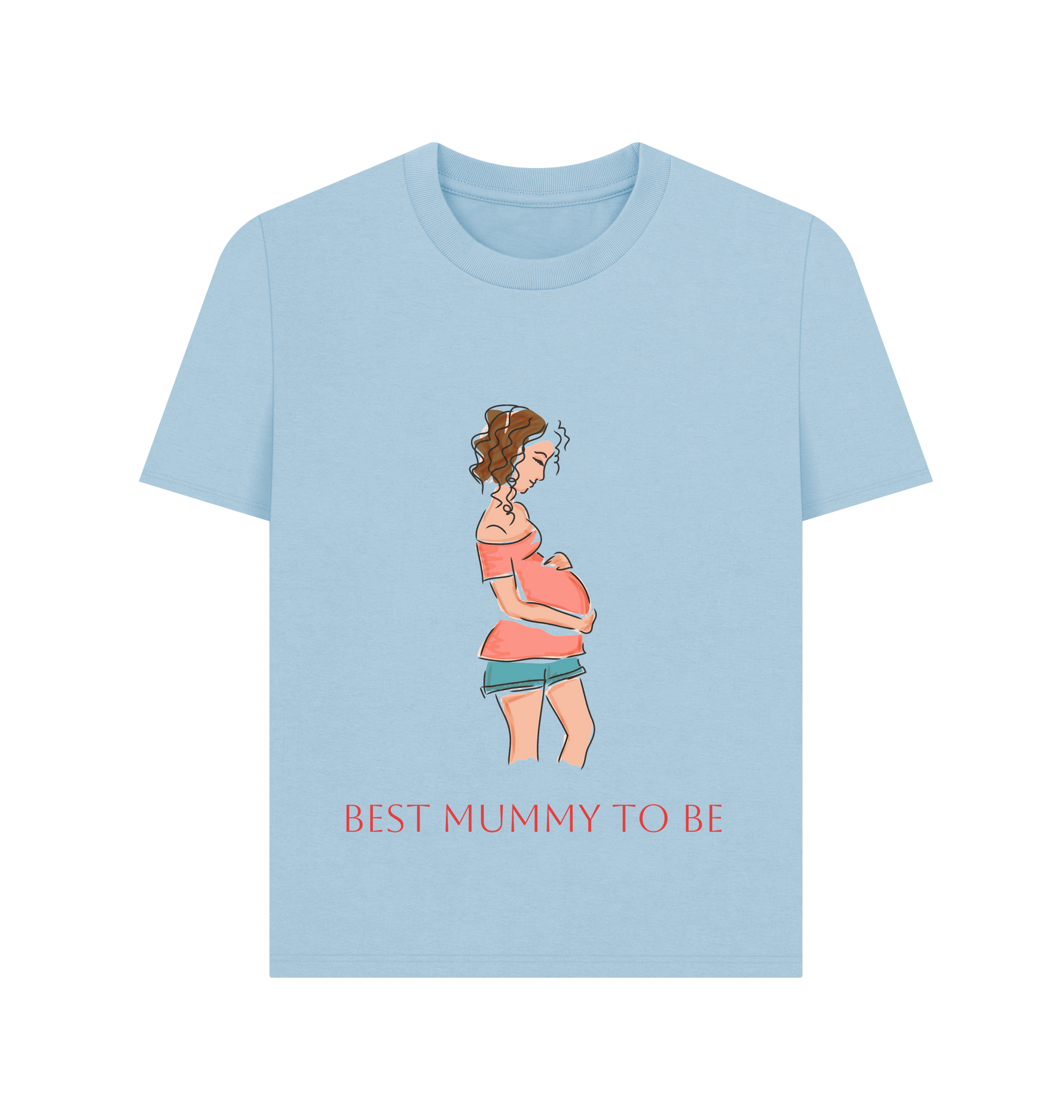 Milky Blue Printed T-shirt Front