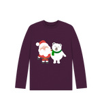 Purple Santa And Polar Bear Long Sleeves Tee