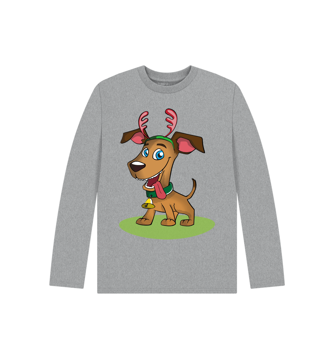 Athletic Grey Christmas Dog Long Sleeve Tee