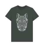 Dark Grey Patterned White Fox Tee