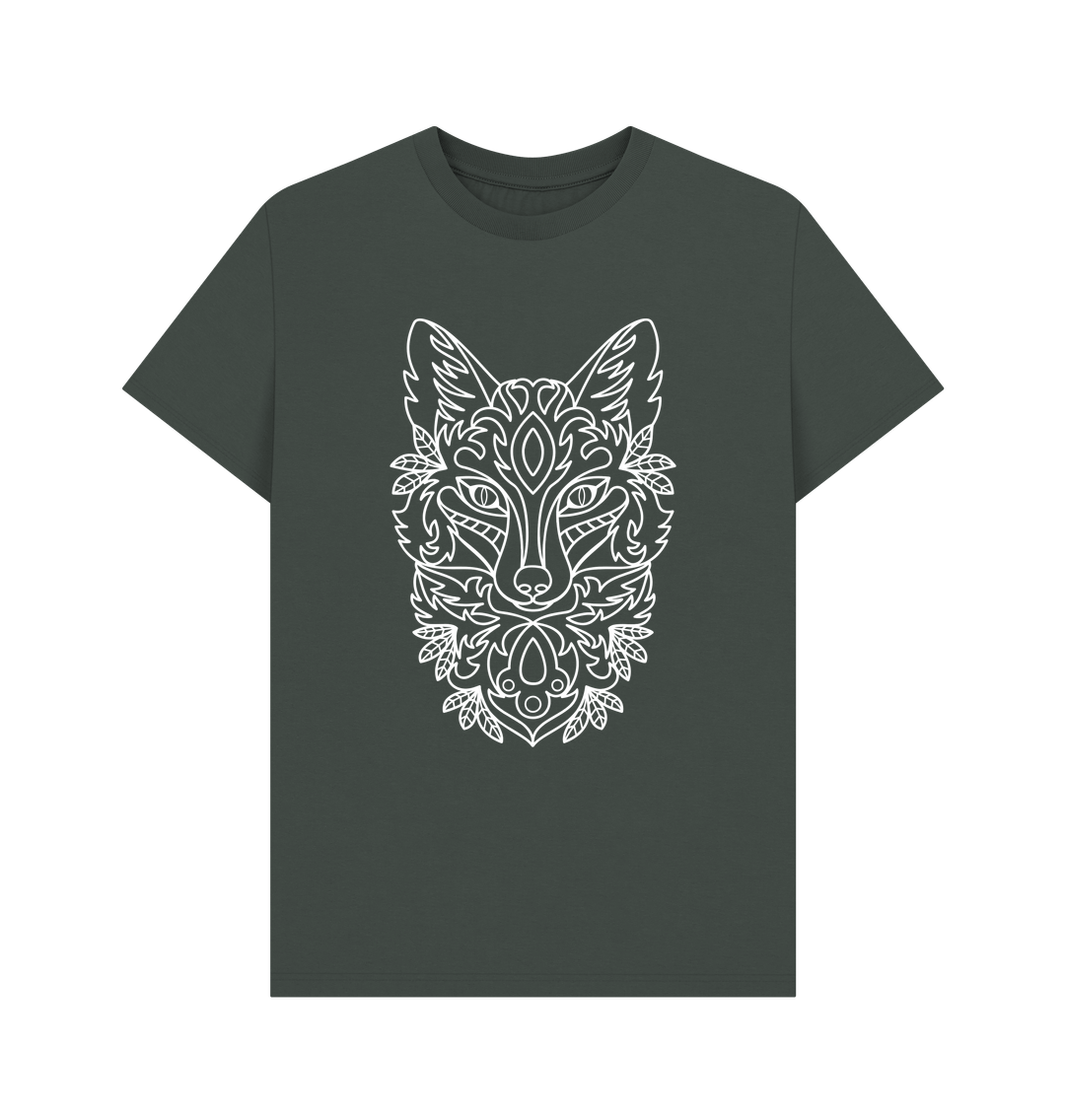 Dark Grey Patterned White Fox Tee