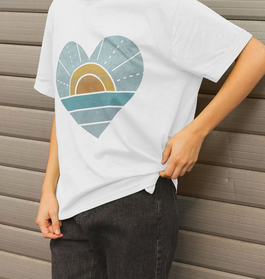 Heart, Sunset And Sea Relaxed Tee