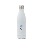 White Stainless Steel Blue Flower Water Bottle