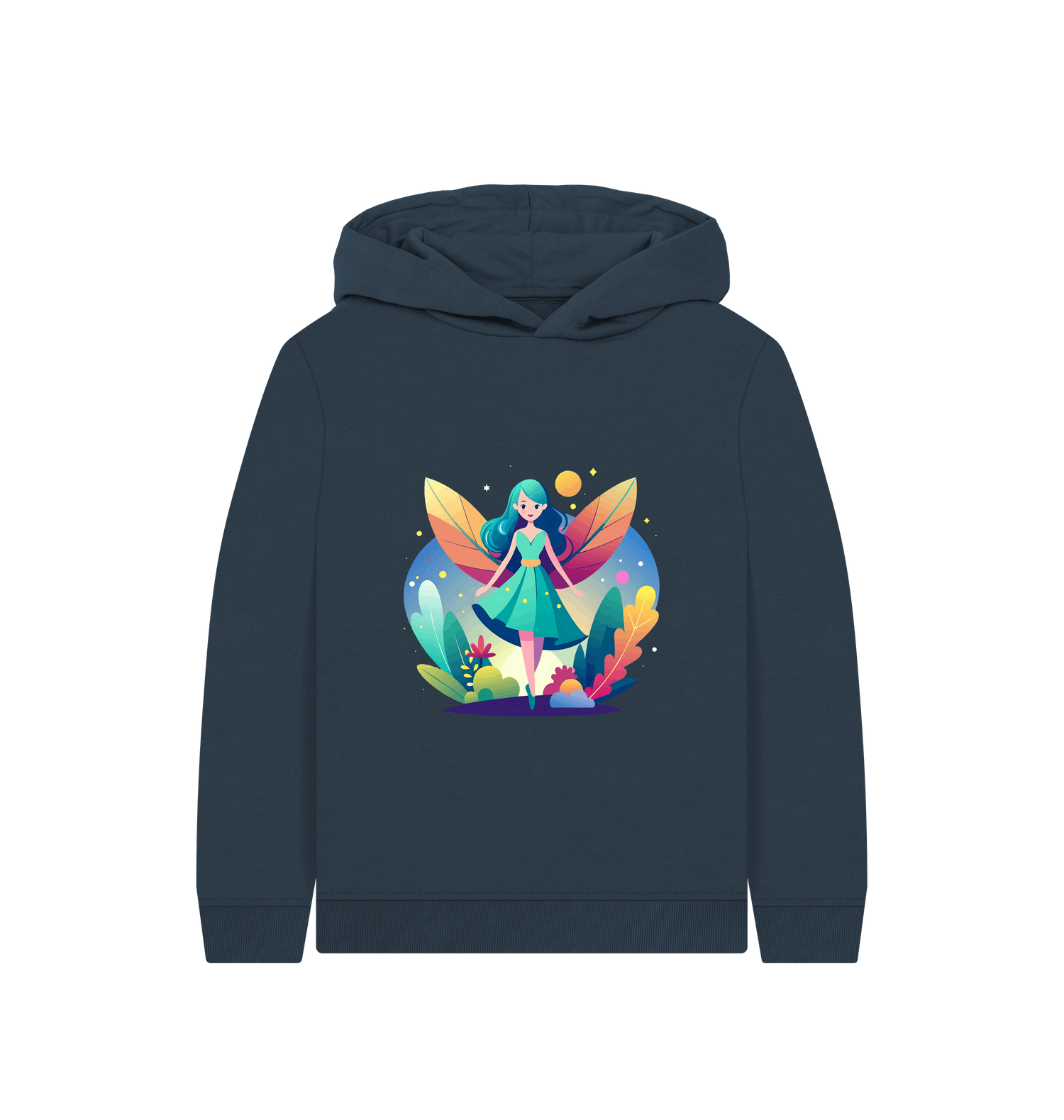 Navy Blue Printed Kids Hoodie Front