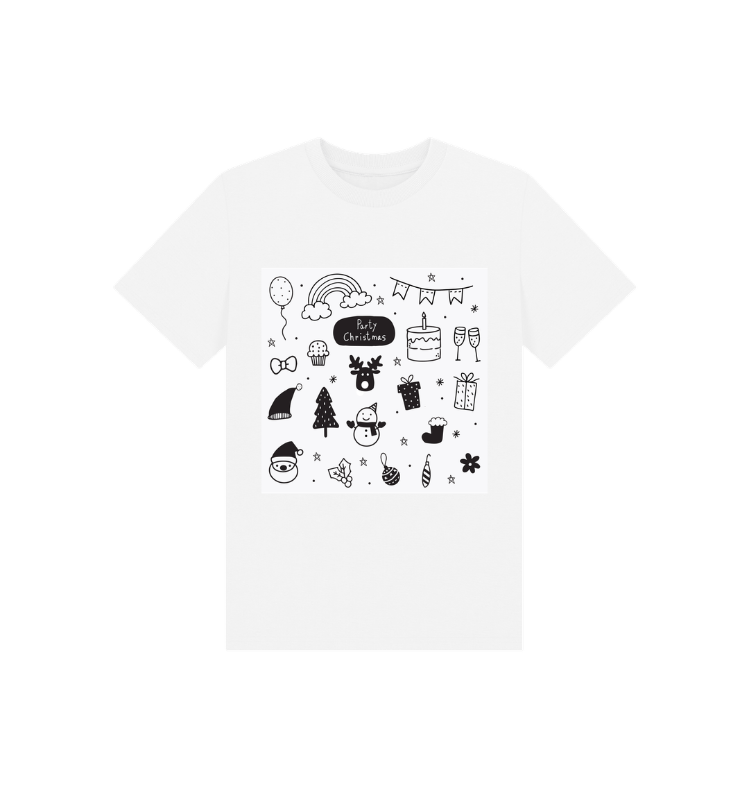 White Christmas Doodles Tee