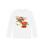 White Cheeky Christmas Reindeer Long Sleeves Tee