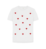 White Red Hearts Relaxed Tee