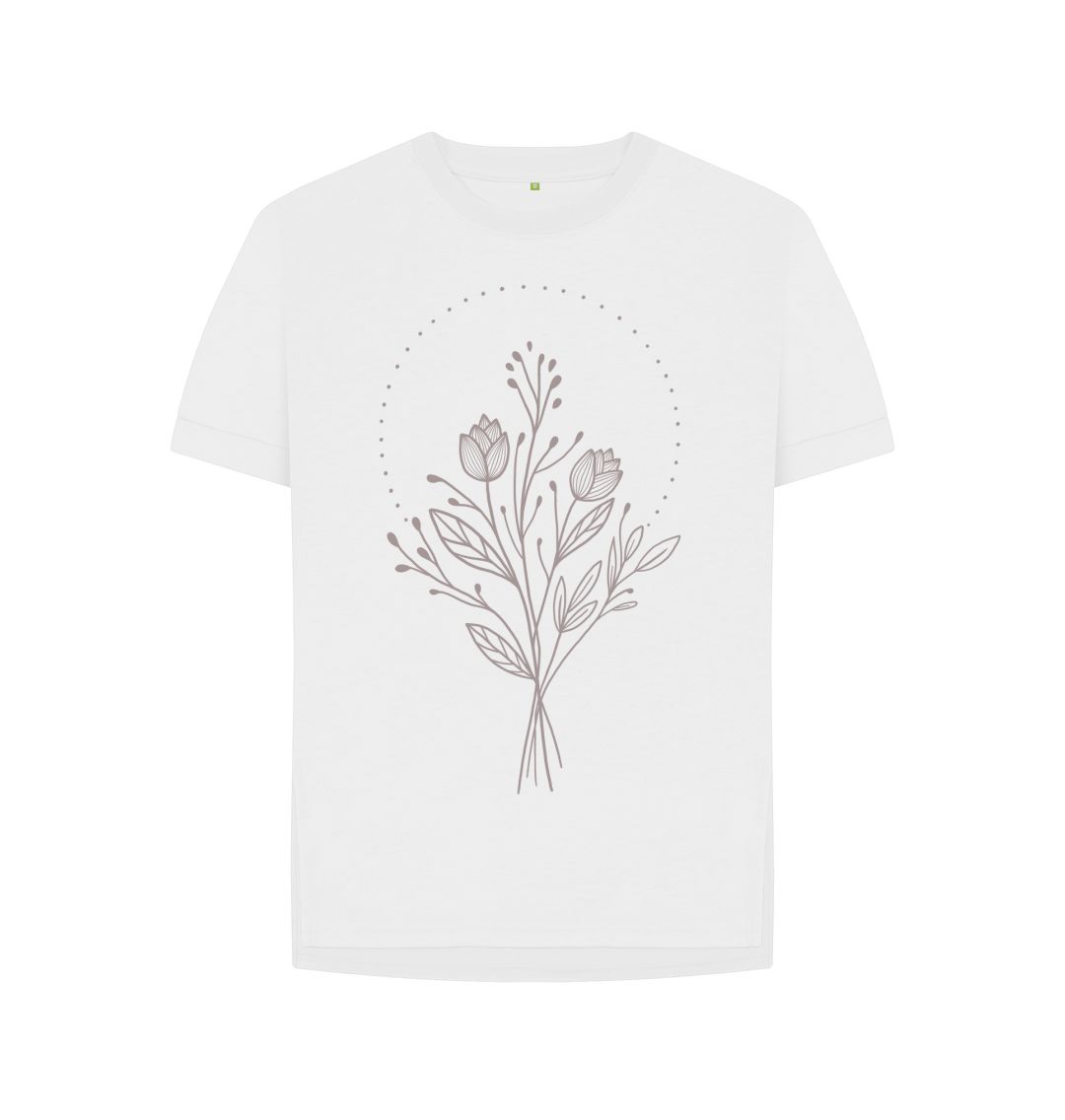 White Grey Tulips Relaxed Fit Tee