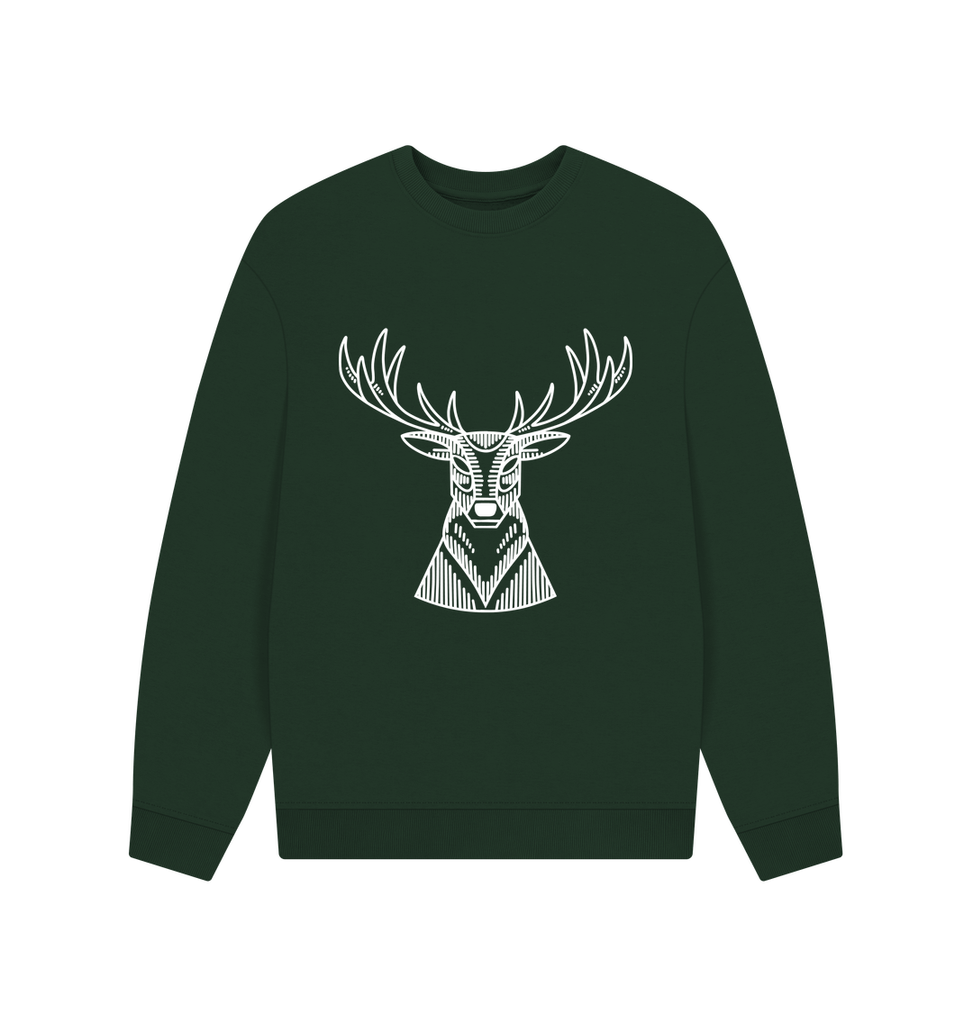 Evergreen White Reindeer Oversized Jumper