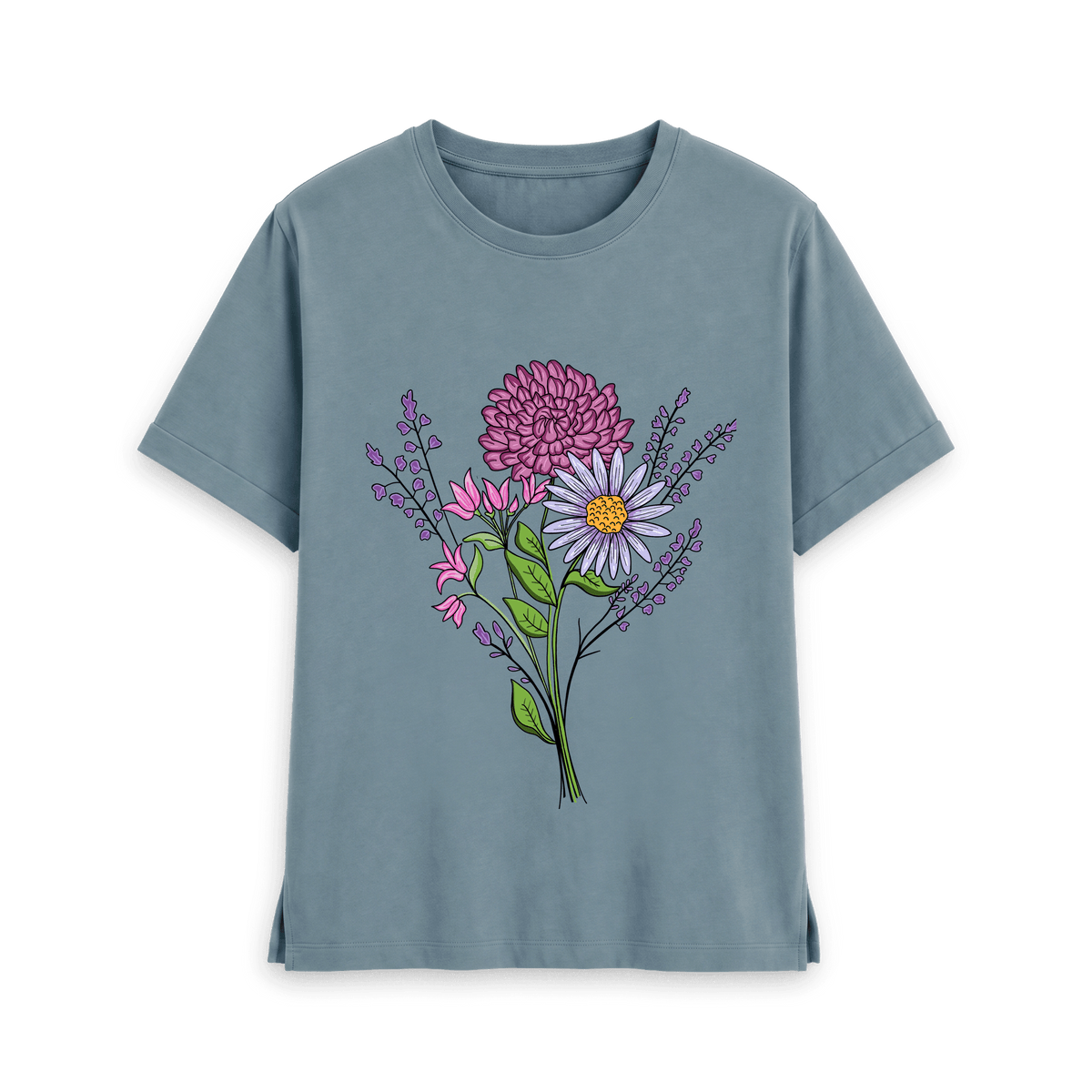 Stone Blue Printed T-shirt Front