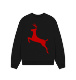 Black Red Reindeer Christmas Oversized Jumper