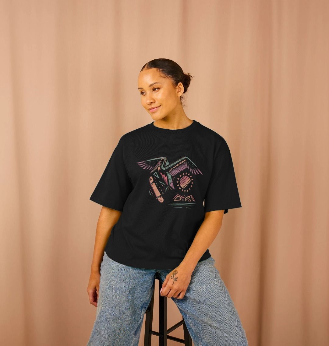 Sunset Seagull Oversized Tee