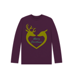 Purple Reindeer Heart Merry Christmas Long Sleeves Top