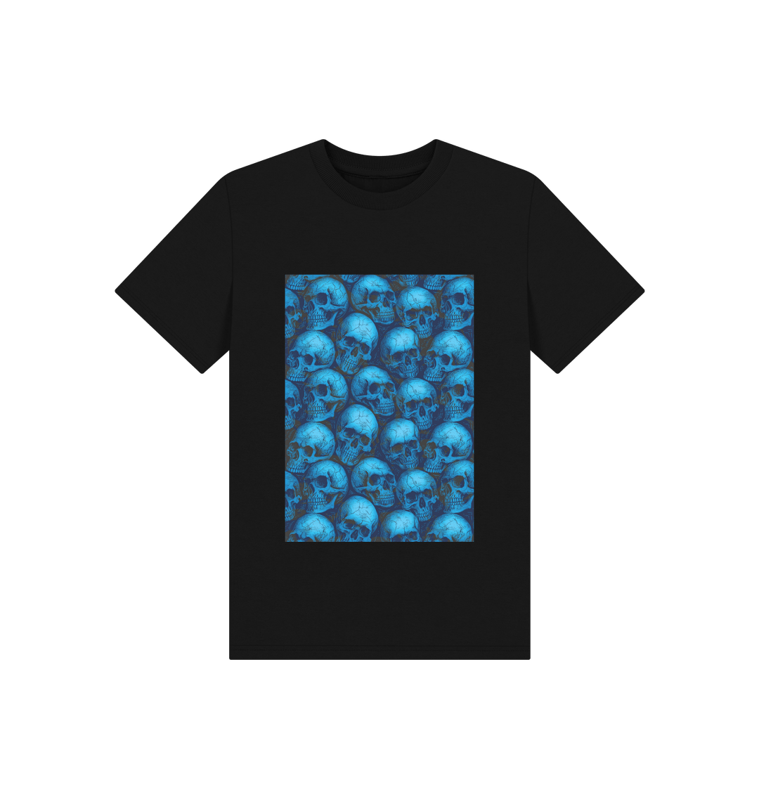 Blue Skulls Tee featuring stylish swagger design, perfect for fashion enthusiasts and trendsetters.