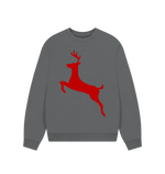 Slate Grey Red Reindeer Christmas Oversized Jumper