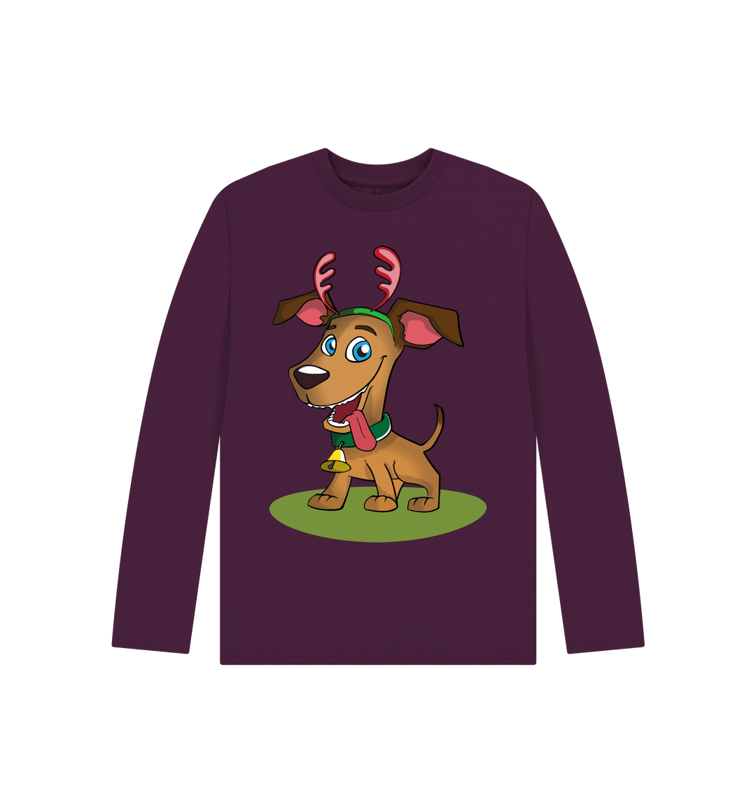 Purple Christmas Dog Long Sleeve Tee