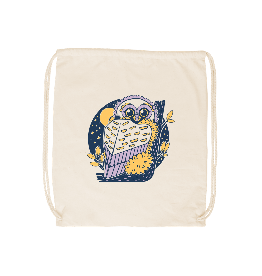 Natural Owl Drawstring Bag