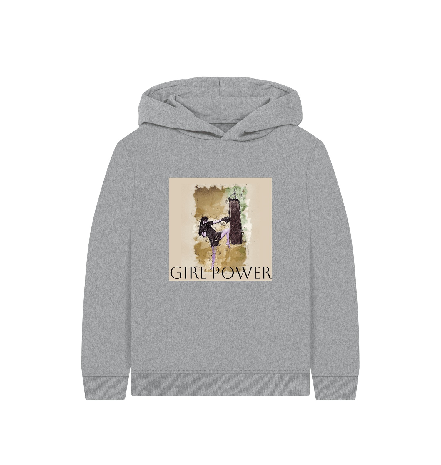 Athletic Grey Printed Kids Hoodie Front