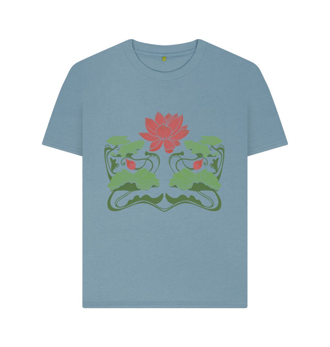 Stone Blue Pink Lotus Flower Tee