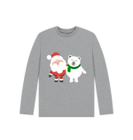 Athletic Grey Santa And Polar Bear Long Sleeves Tee